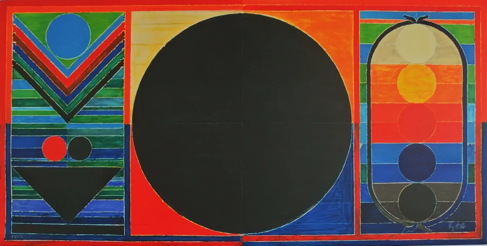 石版画 Raza - Tree, Bindu and Five Elements