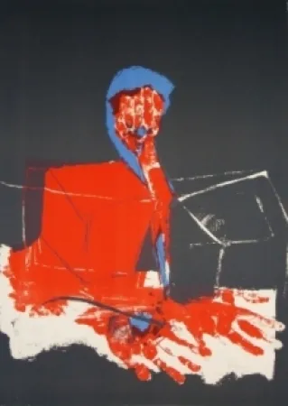 石版画 Rebeyrolle - Le pianiste