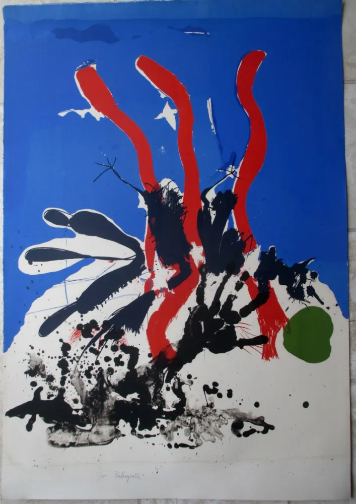 石版画 Rebeyrolle - Mort d'un adversaire