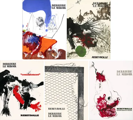插图书 Rebeyrolle - REBEYROLLE : Collection complète des 5 volumes de la revue DERRIÈRE LE MIROIR consacrés à Paul Rebeyrolle (parus de 1967 à 1976). 32 LITHOGRAPHIES ORIGINALES.