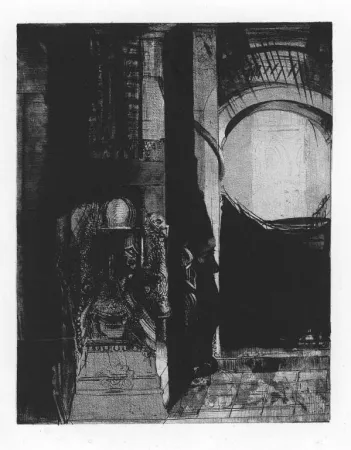石版画 Redon - Et partout ce sont des colonnes de basalte...