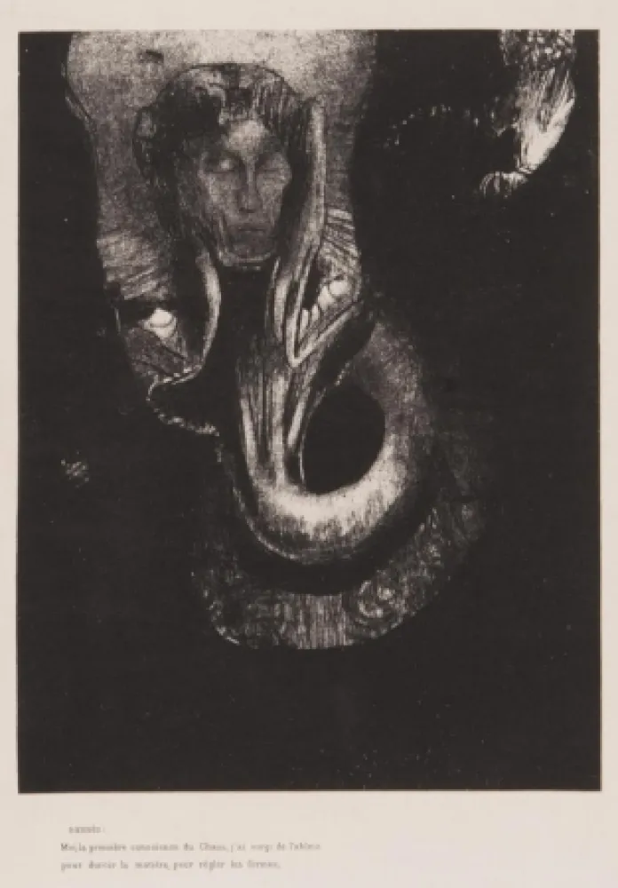 石版画 Redon - Oannès : moi, la première conscience du chaos...