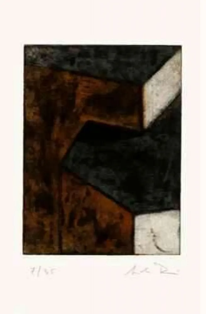 蚀刻版画 Rein - Ohne Titel (braun, grün, hell) 