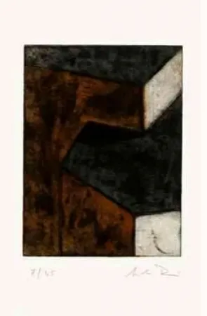 蚀刻版画 Rein - Ohne Titel (braun, grün, hell) 