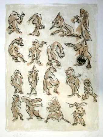 石版画 Reinhoud - 17 contre