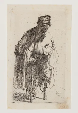 版画 Rembrandt - Beggar with a wooden Leg