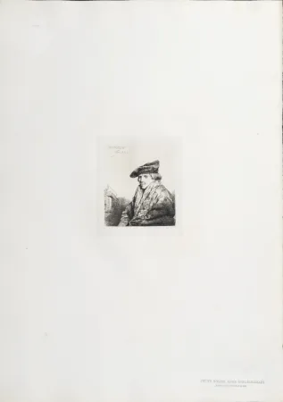 照相凹版 Rembrandt - Jeune Homme assis réfléchissant