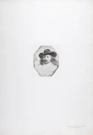 照相凹版 Rembrandt - Jeune homme dans un octogone