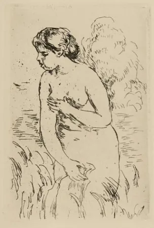 版画 Renoir - Baigneuse debout à mi-jambes