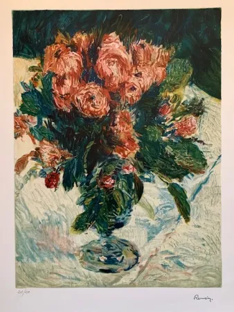 石版画 Renoir - Bouquet of roses
