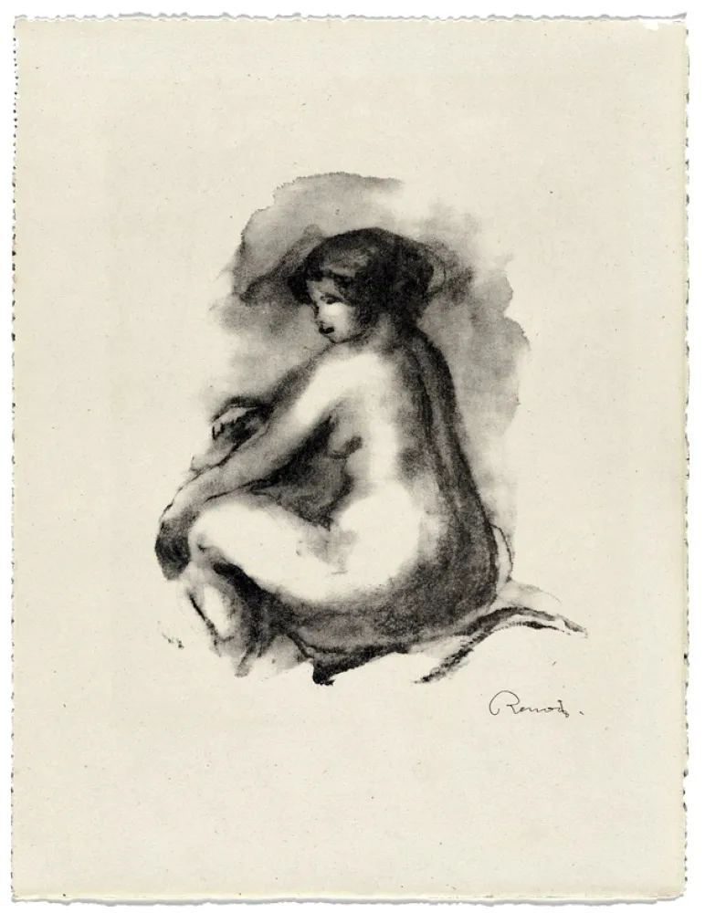 石版画 Renoir - Étude de femme nue, assise