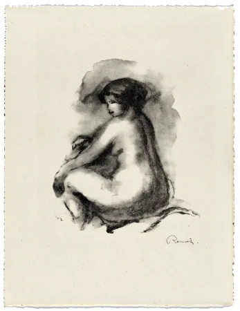 石版画 Renoir - Étude de femme nue, assise