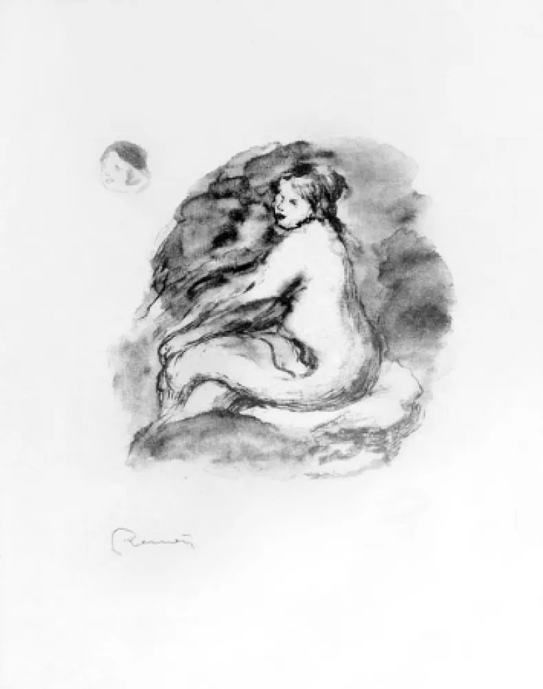 石版画 Renoir - Etude de femme nue, assise, variante (Study of Seated Female Nude), c. 1904