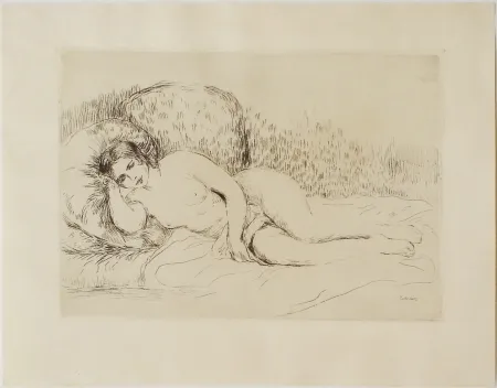 蚀刻版画 Renoir - Femme couchée, tournée à gauche
