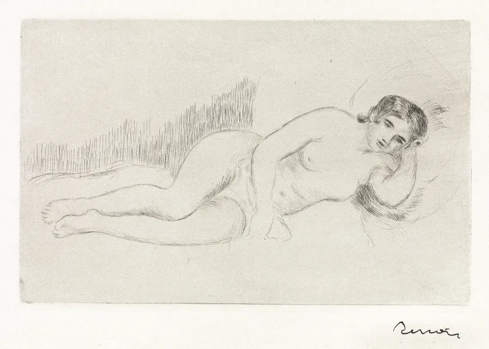版画 Renoir - Femme nue couche (tournée a droite) 1ere planche 