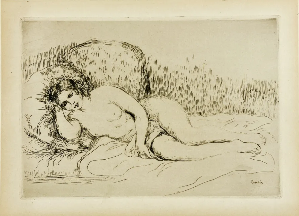 蚀刻版画 Renoir - Femme nue couchée (tournée à gauche), 1906