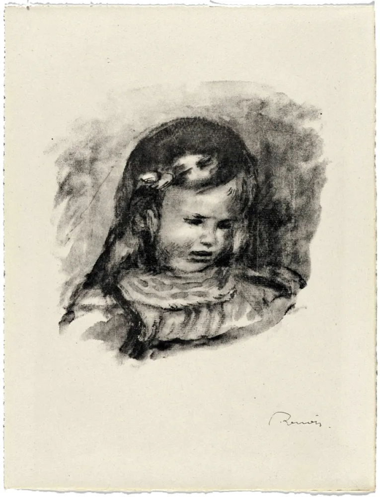 石版画 Renoir - La Tête baissée