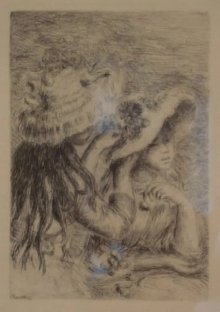 版画 Renoir - Le Chapeau Épinglé. La Fille de Berthe Morisot et sa Cousine.