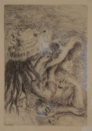 版画 Renoir - Le Chapeau Épinglé. La Fille de Berthe Morisot et sa Cousine.