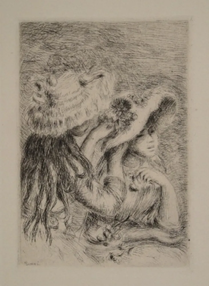版画 Renoir - Le Chapeau Épinglé. La Fille de Berthe Morisot et sa Cousine