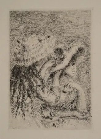 版画 Renoir - Le Chapeau Épinglé. La Fille de Berthe Morisot et sa Cousine