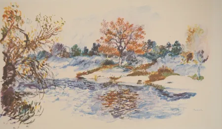石版画 Renoir - Paysage d'hiver