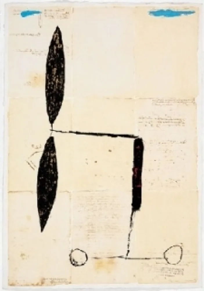 复数作品 Riera I Aragó - Avió hèlix daurada sobre manuscrits 