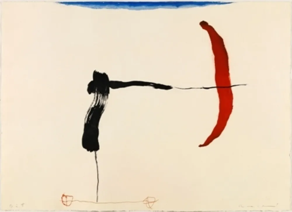 版画 Riera I Aragó - Avión negro y rojo en ángulo 