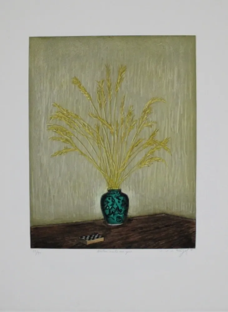 版画 Rigal J.j.j. - Nature morte aux ejos