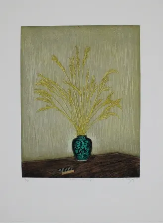 版画 Rigal J.j.j. - Nature morte aux ejos