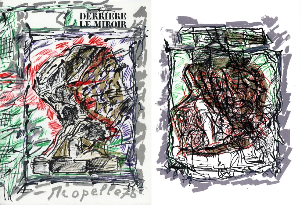 插图书 Riopelle - Derrière le Miroir n° 218. RIOPELLE. 4 LITHOGRAPHIES ORIGINALES. Mars 1976.