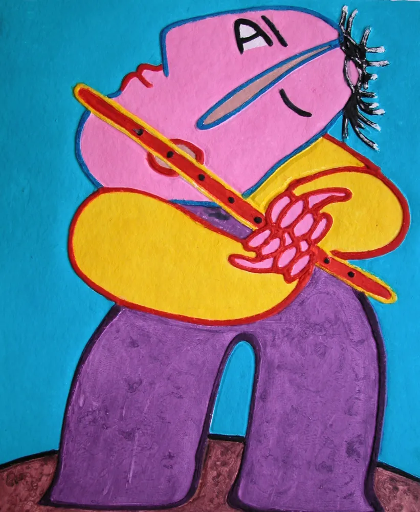 版画 Ripolles - Le flutiste