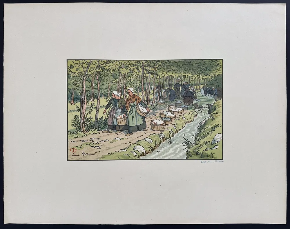 石版画 Riviere - Lavoir à Tréboul