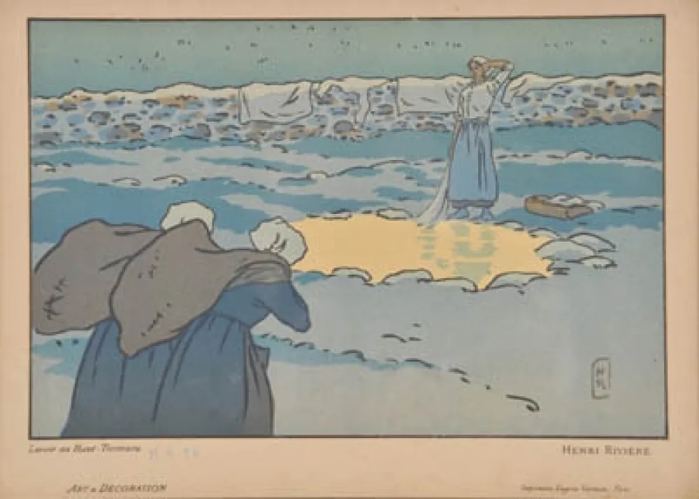 石版画 Riviere - Lavoir au Haut-Trestraou