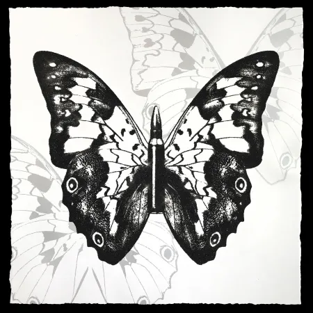丝网印刷 Robierb - Black Butterfly on White