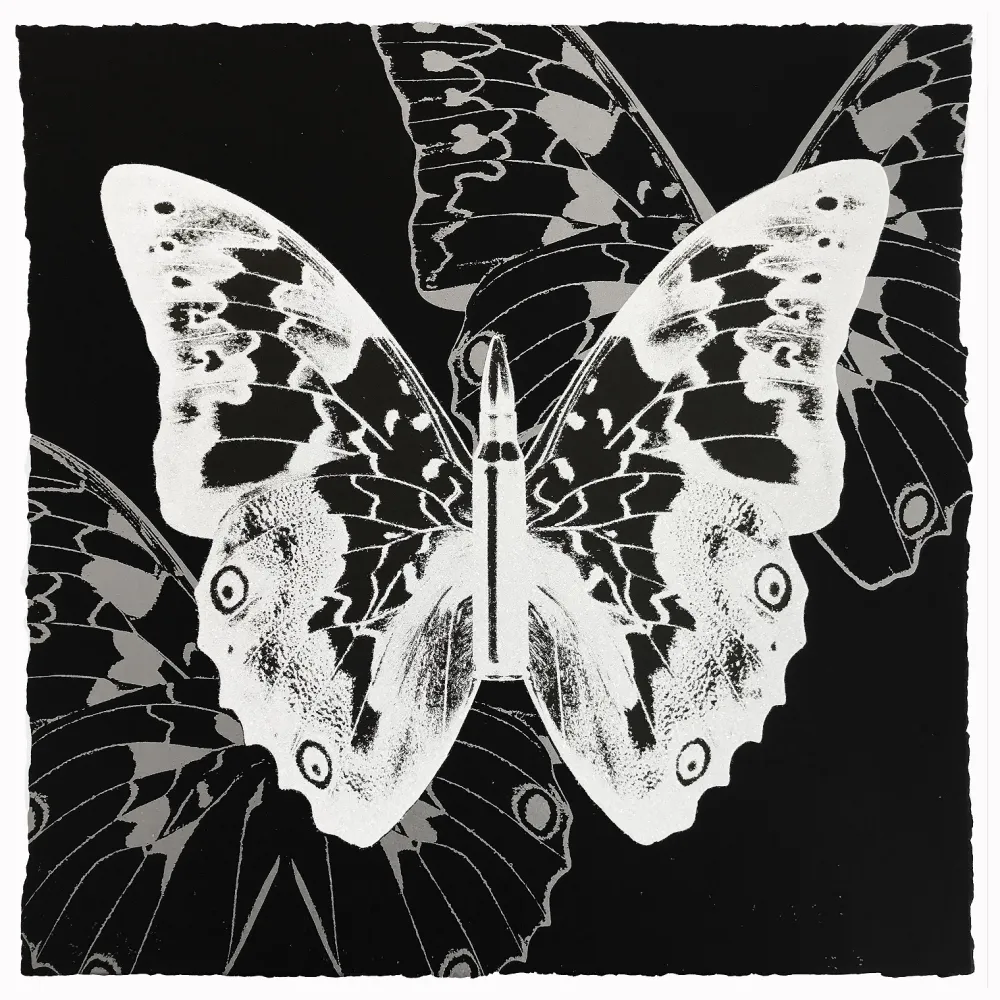 丝网印刷 Robierb - White Butterfly on Black