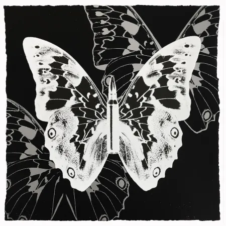 丝网印刷 Robierb - White Butterfly on Black