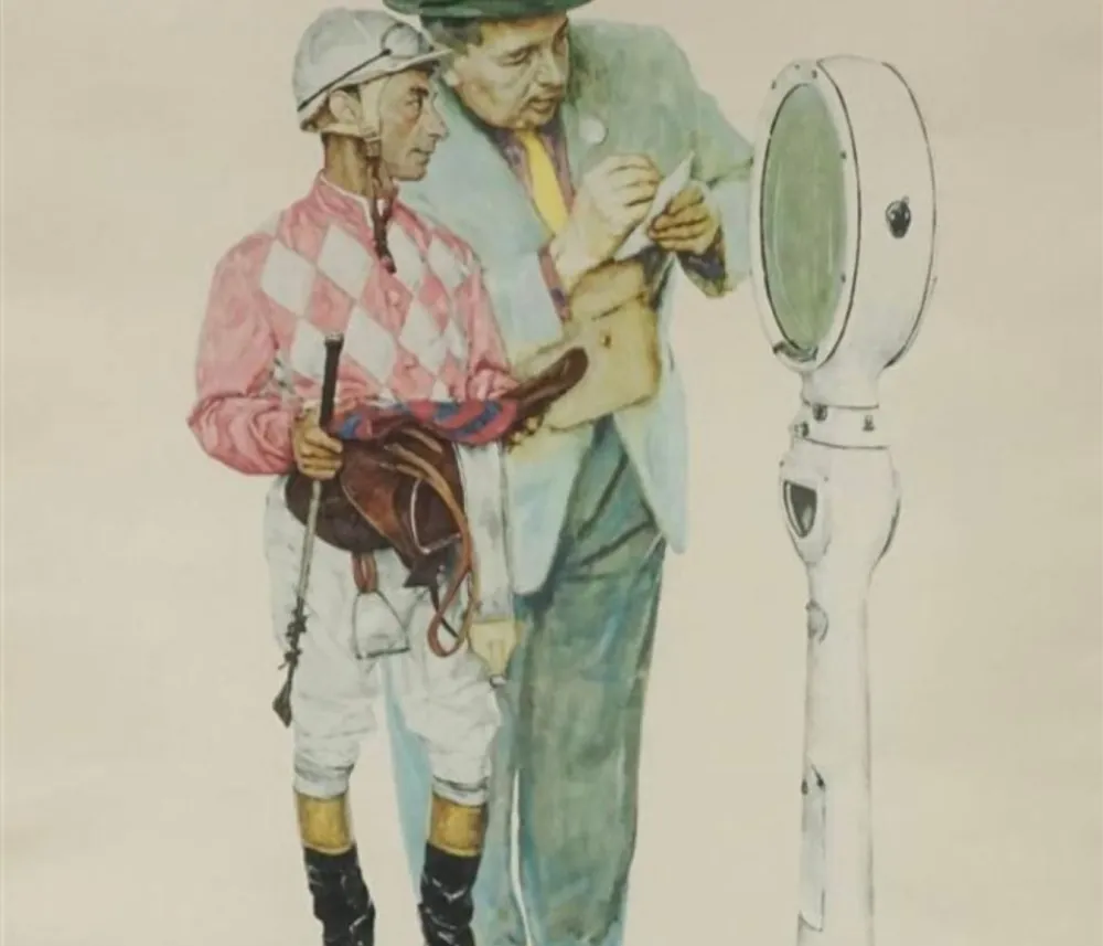 石版画 Rockwell  - Jockey Weighing In