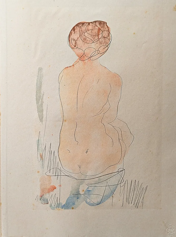 石版画 Rodin - Auguste RODIN, Nude 2, 1920, Twelve Watercolours of Auguste Rodin, 1920
