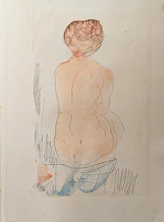石版画 Rodin - Auguste RODIN, Nude 2, 1920, Twelve Watercolours of Auguste Rodin, 1920