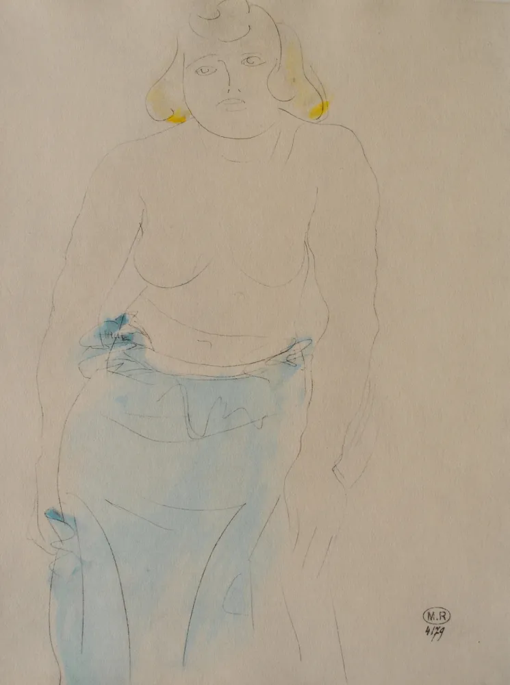 版画 Rodin - Belle femme aux seins nus