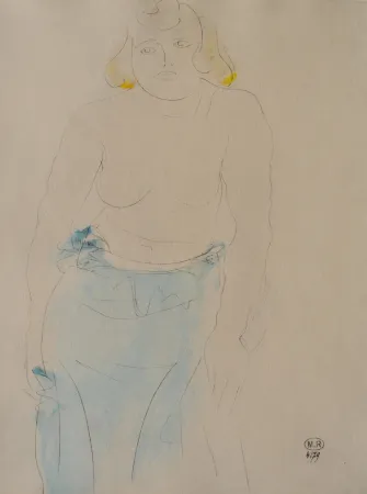 版画 Rodin - Belle femme aux seins nus