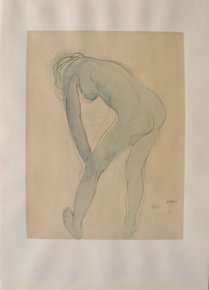 版画 Rodin - Jeune modèle s'étirant