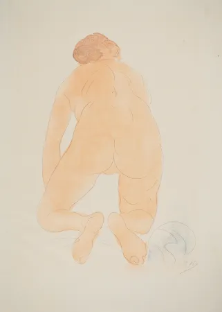石版画 Rodin - Nu accroupi