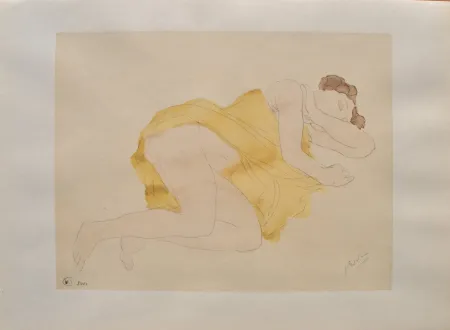 版画 Rodin - Nu couché