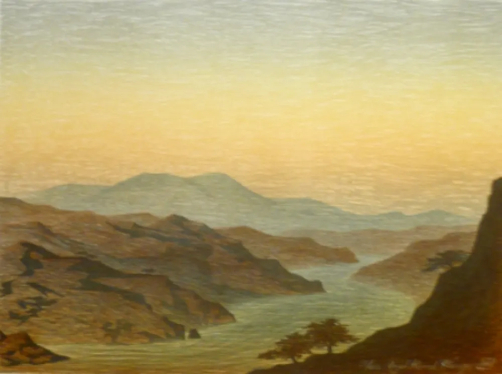 石版画 Rodrigo - E come arivi grandi si convenne ver lo fiumerea