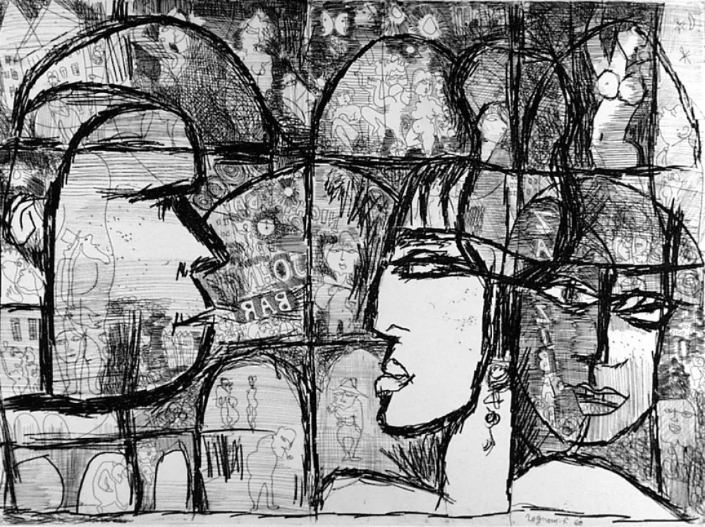 蚀刻版画 Rognoni - Genova, via Gramsci