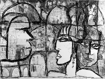 蚀刻版画 Rognoni - Genova, via Gramsci