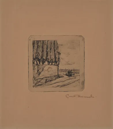 蚀刻版画 Romiti - LANDSCAPE WITH CRUCIFIX