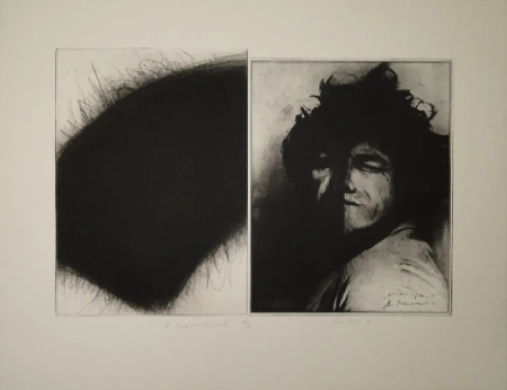 版画 Roth - Doppelporträt oder Stirnspalt